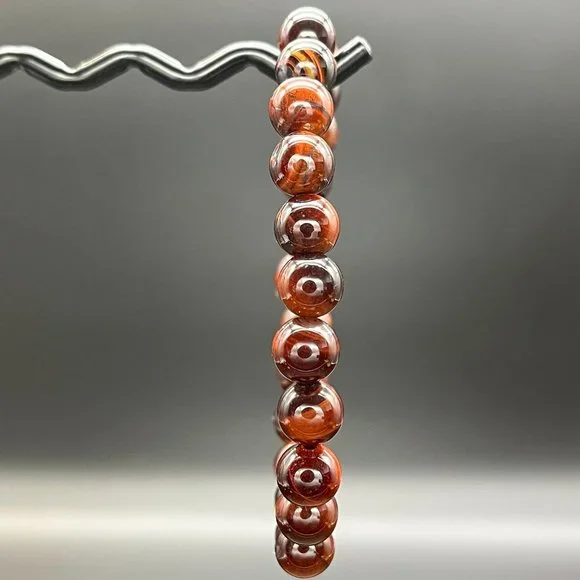 Red Tigers Eye Gemstone Stretch Bracelet Handmade - Picture 4 of 6